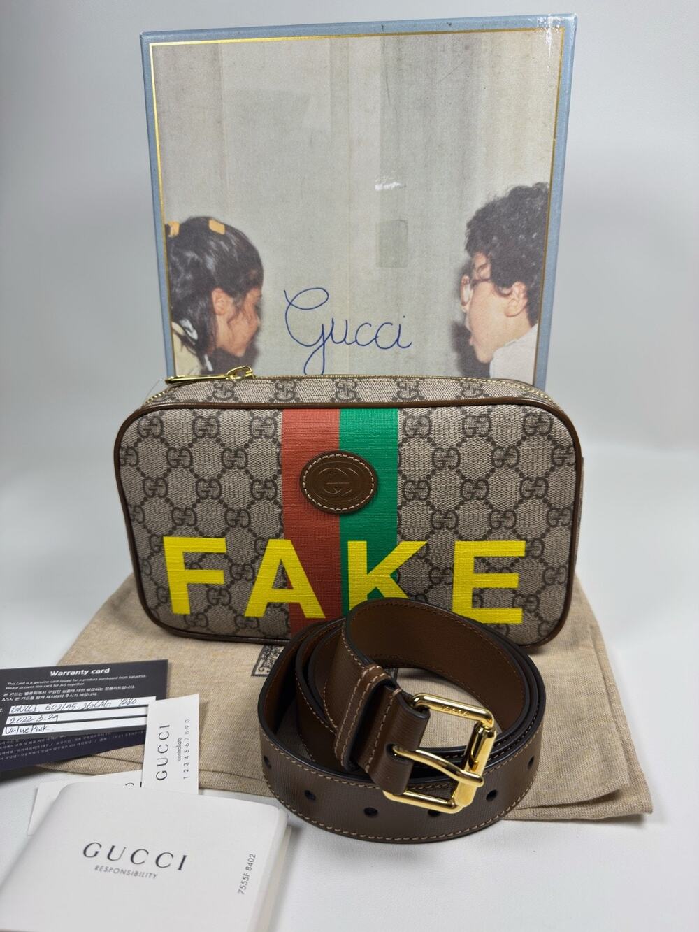 Gucci Fake Not GG Supreme Belt Bag Canvas Waist Bum Crossbody Leather F/W 2020